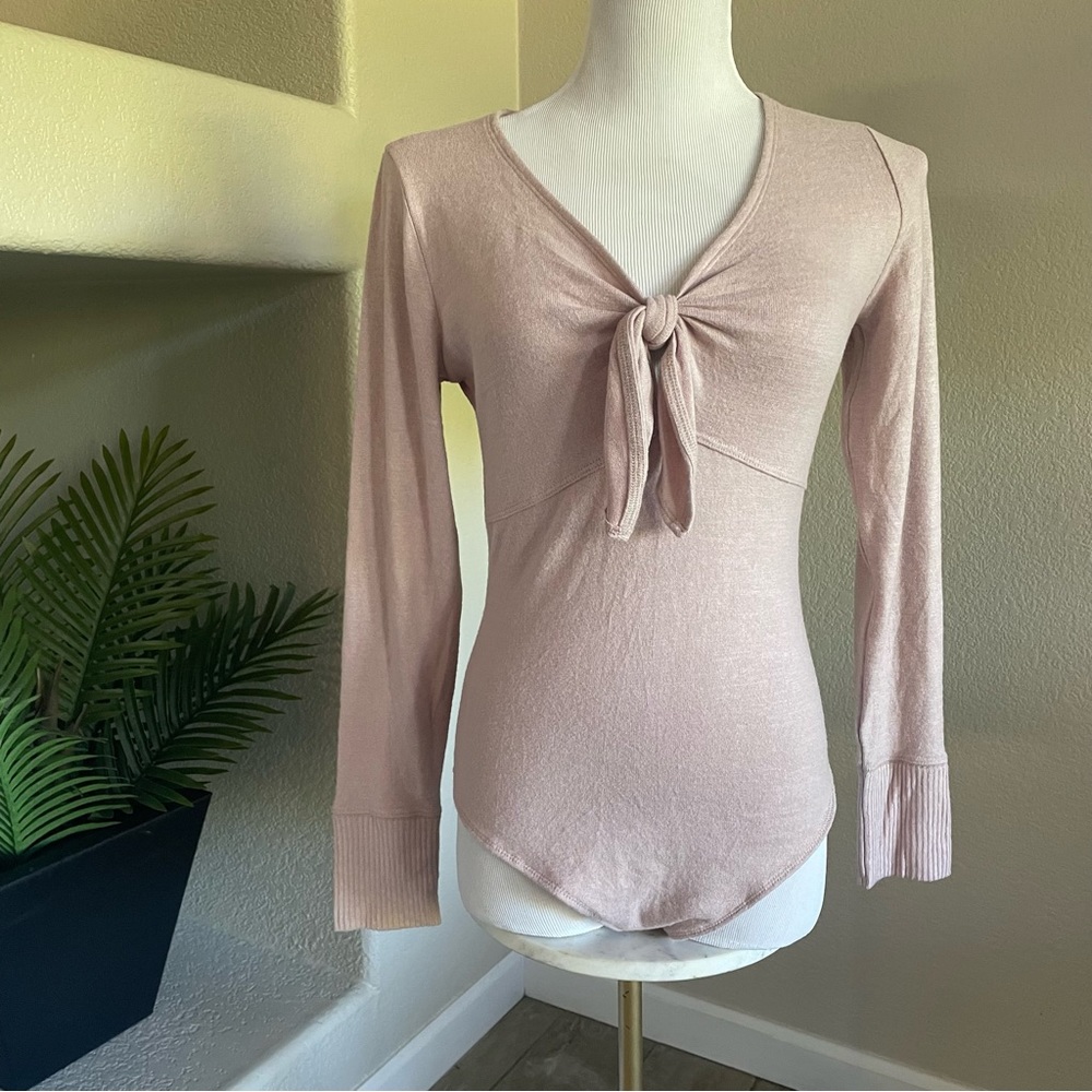 Abercrombie Blush Tie Front Bodysuit